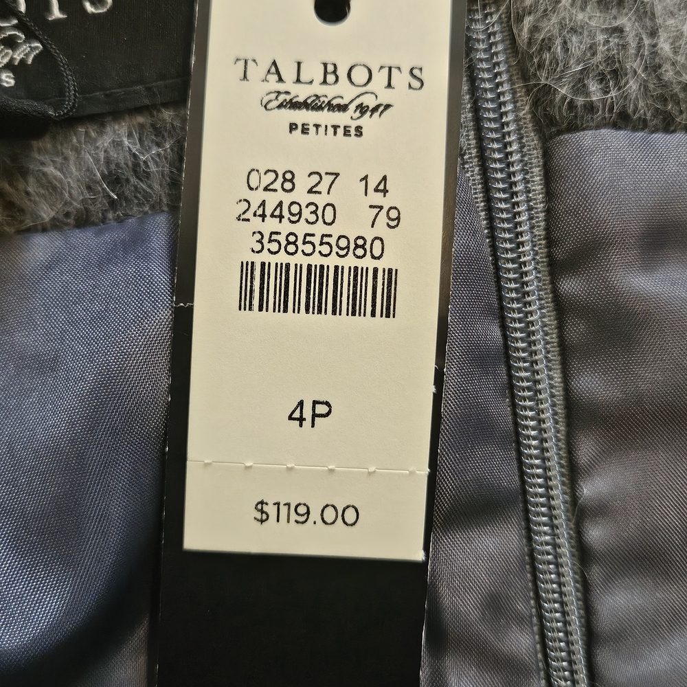 NWT Talbots Wool Blend Plaid Skirt Gray Buffalo Check Lined Winter Mini 4P - Picture 5 of 6